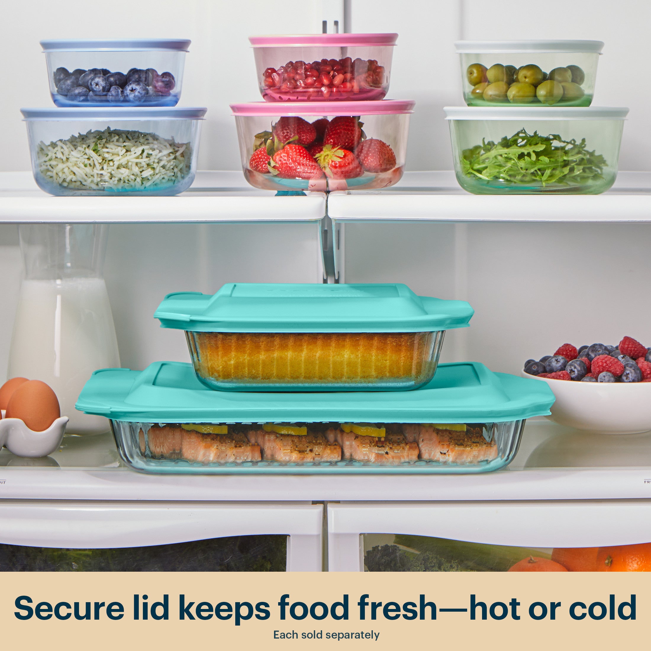 Pyrex? Sculpted Tinted Glass 3QT Oblong Baking Dish with Lid. Aqua - Image 6