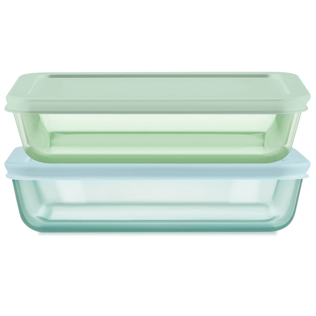 Pyrex? Simply Store? Tinted Glass 3-cup Rectangle Storage Containers. 4-pc Set. Mixed Colors