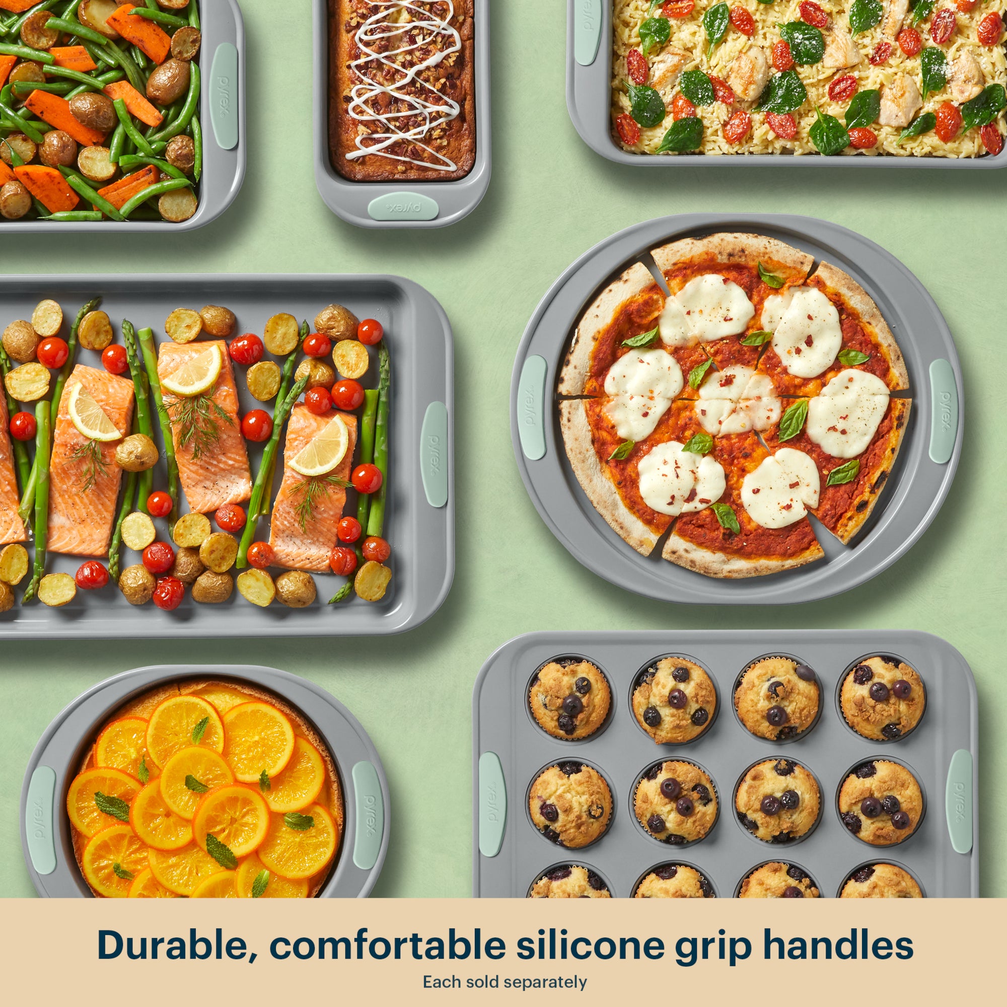 Pyrex? Metal Bakeware 8-Piece Set in Sage - Image 5