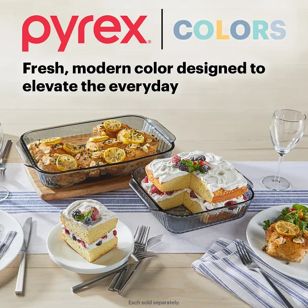 Pyrex? Colors Sculpted Tinted 9 x 13 Baking Dish with Plastic Lid. Smoke - Image 4