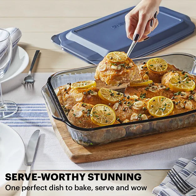 Pyrex? Colors Sculpted Tinted 4-piece Baking Set with Plastic Lids. Smoke - Image 2