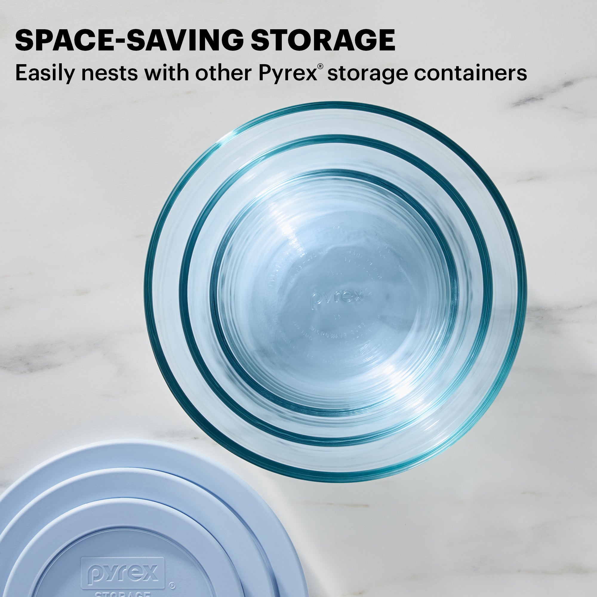 Pyrex? Simply Store? Tinted 10-piece Round Storage Set with Blue Plastic Lids - Image 4