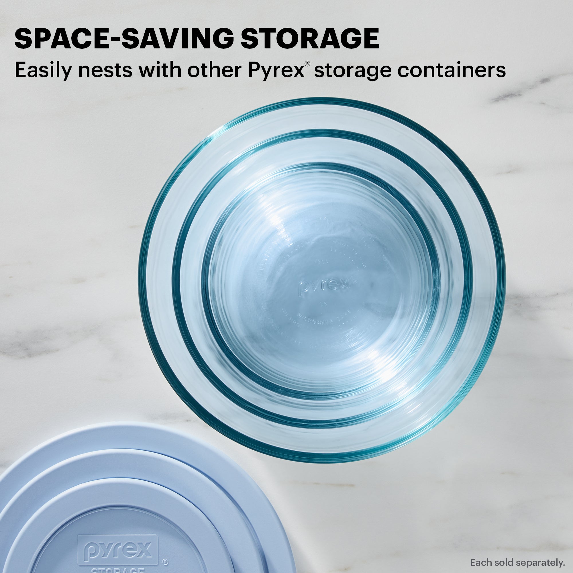 Pyrex? Simply Store? Tinted 2-cup Round Storage with Plastic Lid. Blue - Image 4